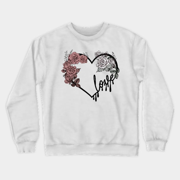 Love heart and roses dark romantic design Crewneck Sweatshirt by PoeticTheory